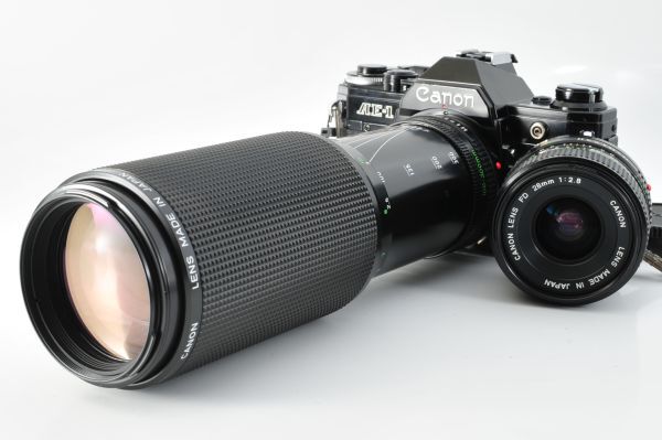 Canon キヤノン AE-1 35mm Film Camera NEW FD 28mm f2.8 +100-300mm f5.6 2504006