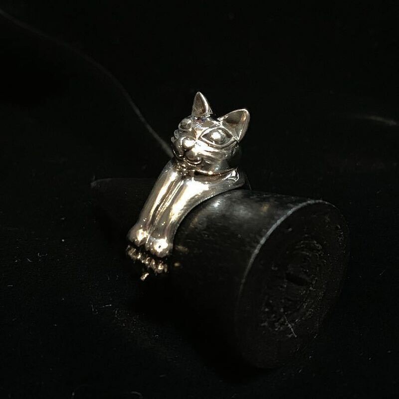 新品 シルバーリング 猫 指輪 27号 SILVER925 刻印あり　ST_M8