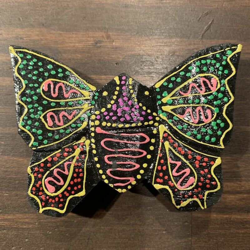 ハンドメイド 木製 カラフルな蝶々のマグネット エスニック インテリア　　マグネット キッチン 文具 海外 バリ島 CR_D2
