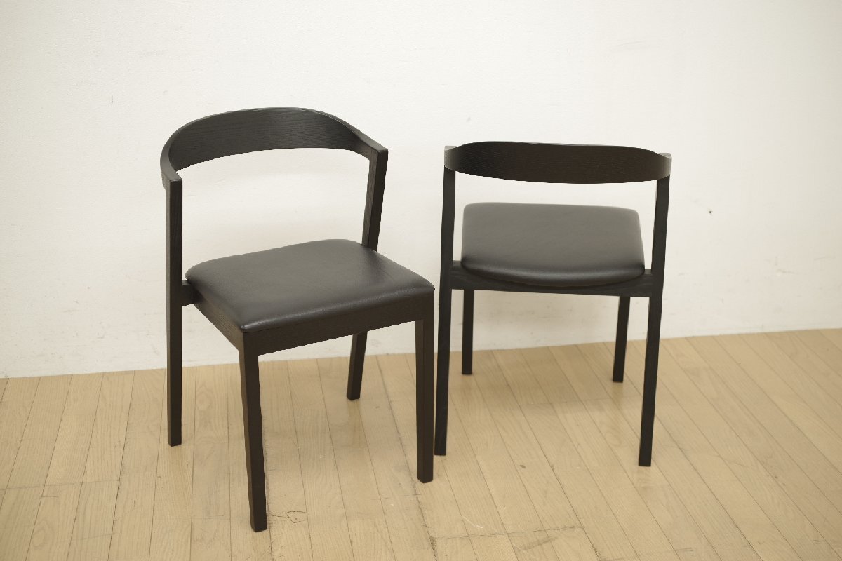 展示品 CoundeHouse カンディハウス キーラ ダイニングチェア２脚セット 座面本革 ブラック リビング モダン スタッキング デザイナーズ C