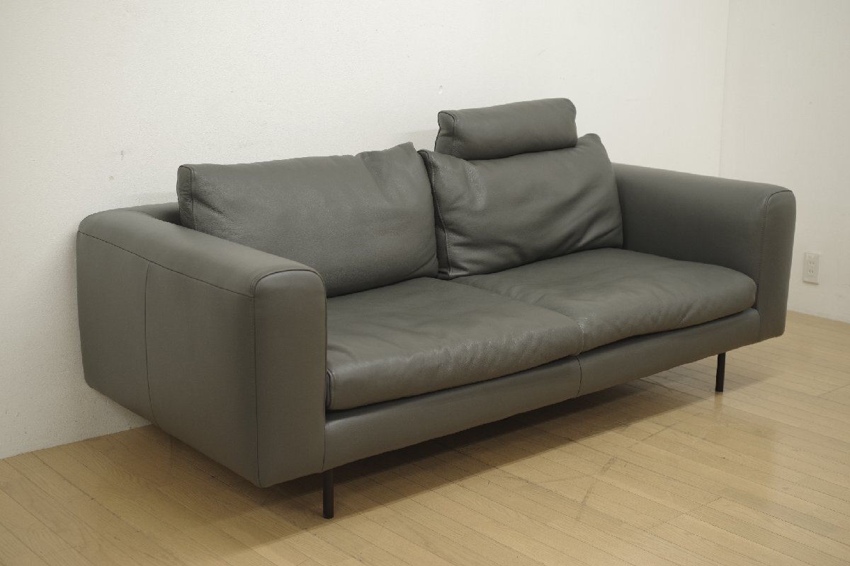 ACTUS アクタス five by five BASIS ベイシス 3人掛けソファ スチールレッグ 3P 本革 レザー シンプル モダン リビング 新品28万円～