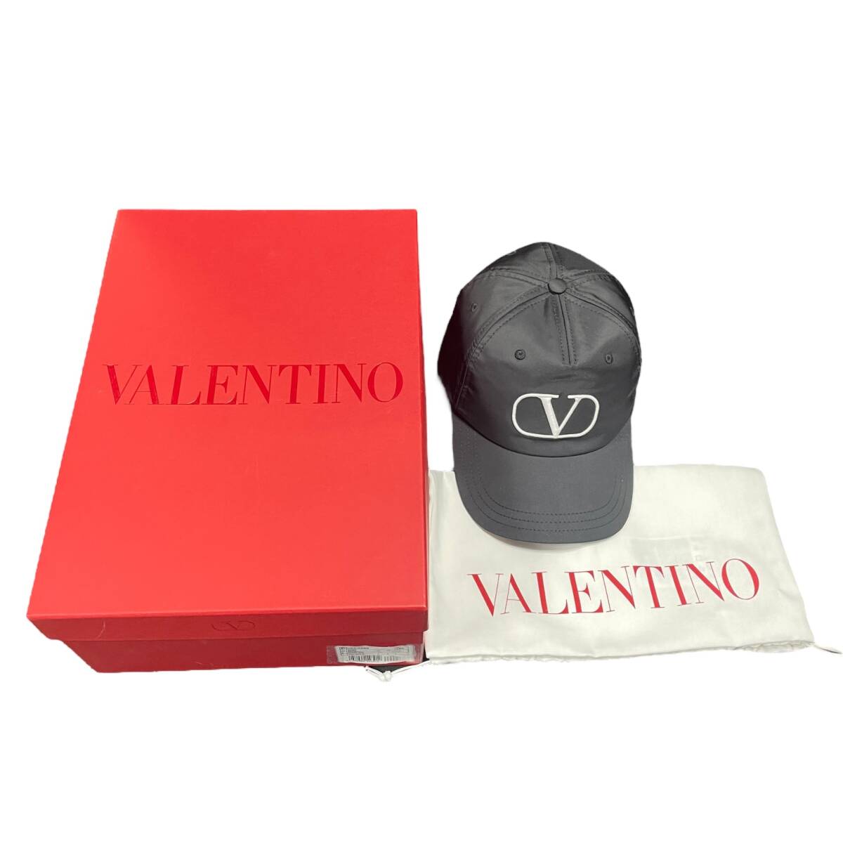 ◆未使用品◆ VALENTINO ヴァレンチノ V LOGO 刺繍 ベースボールキャップ ブラック 4Y2HDA10XNQ 箱有 保存袋有 V88659NA