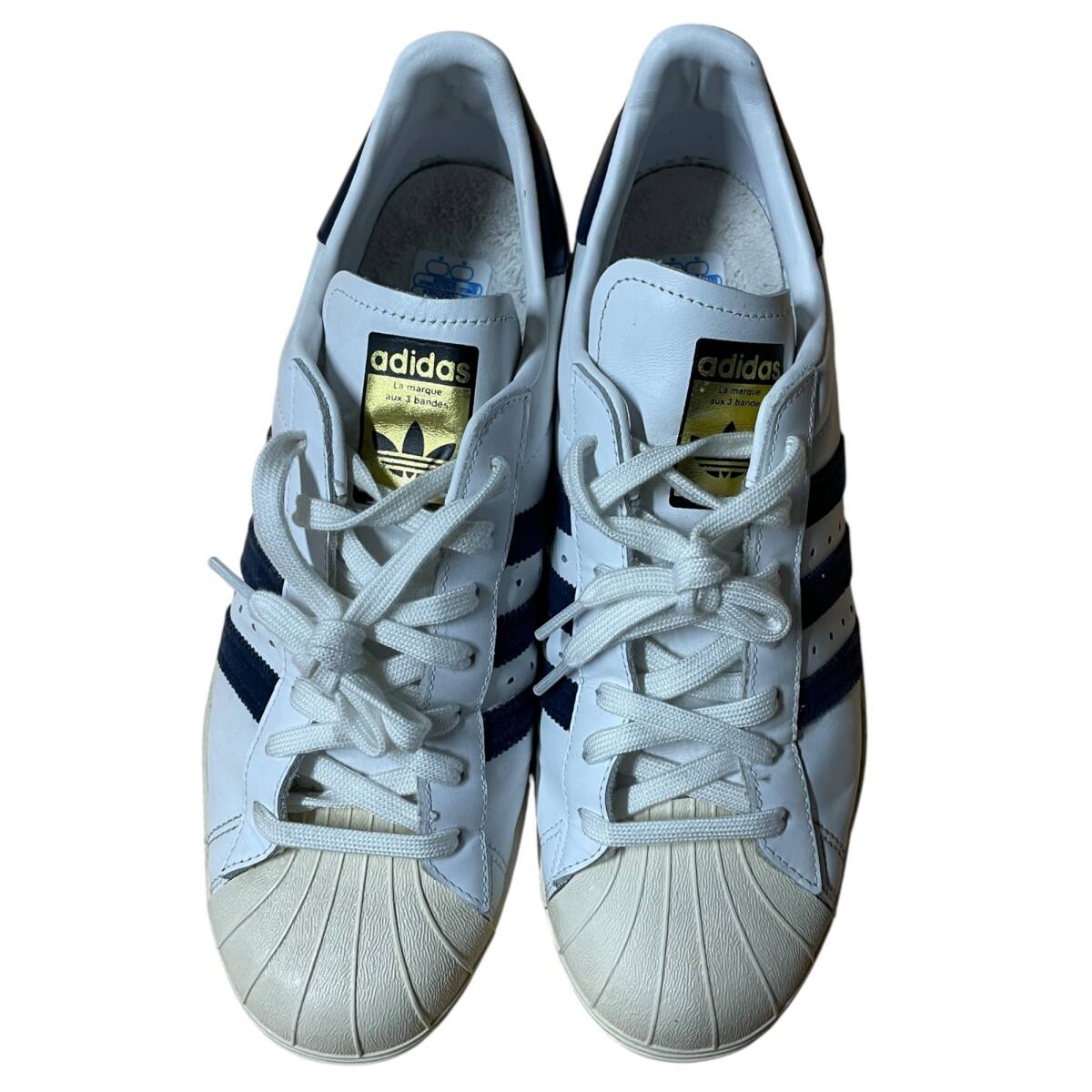 ◆中古品◆ adidas アディダス スニーカー 28cm BB5896 SUPER STAR 80S AC US10 スーパースター ホワイト ネイビー V89786NL