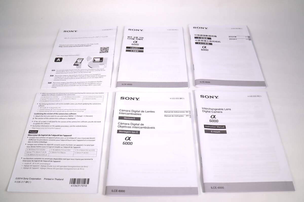 SONY α6000（ILCE-6000）海外版（英語/中国語（簡体字、繁体字）/韓国語/スペイン語/ポルトガル語）説明書　（y10544）