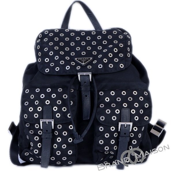 BCランク【プラダ】パンチングリュック/バックパック/1BZ811/ナイロン/ブラック/ネロ/PRADA/リュックサック