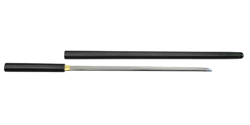 尾形刀剣 ZT-16 座頭市仕込み杖 楕円黒石目鞘 全長100cm 刀身61cm 亜鉛合金製 刀袋付（座頭市仕込み杖シリーズ）