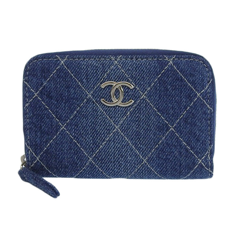 シャネル CHANEL マトラッセ コインケース 小銭入れ デニム ブルー 27番台 美品 新入荷 CH1009