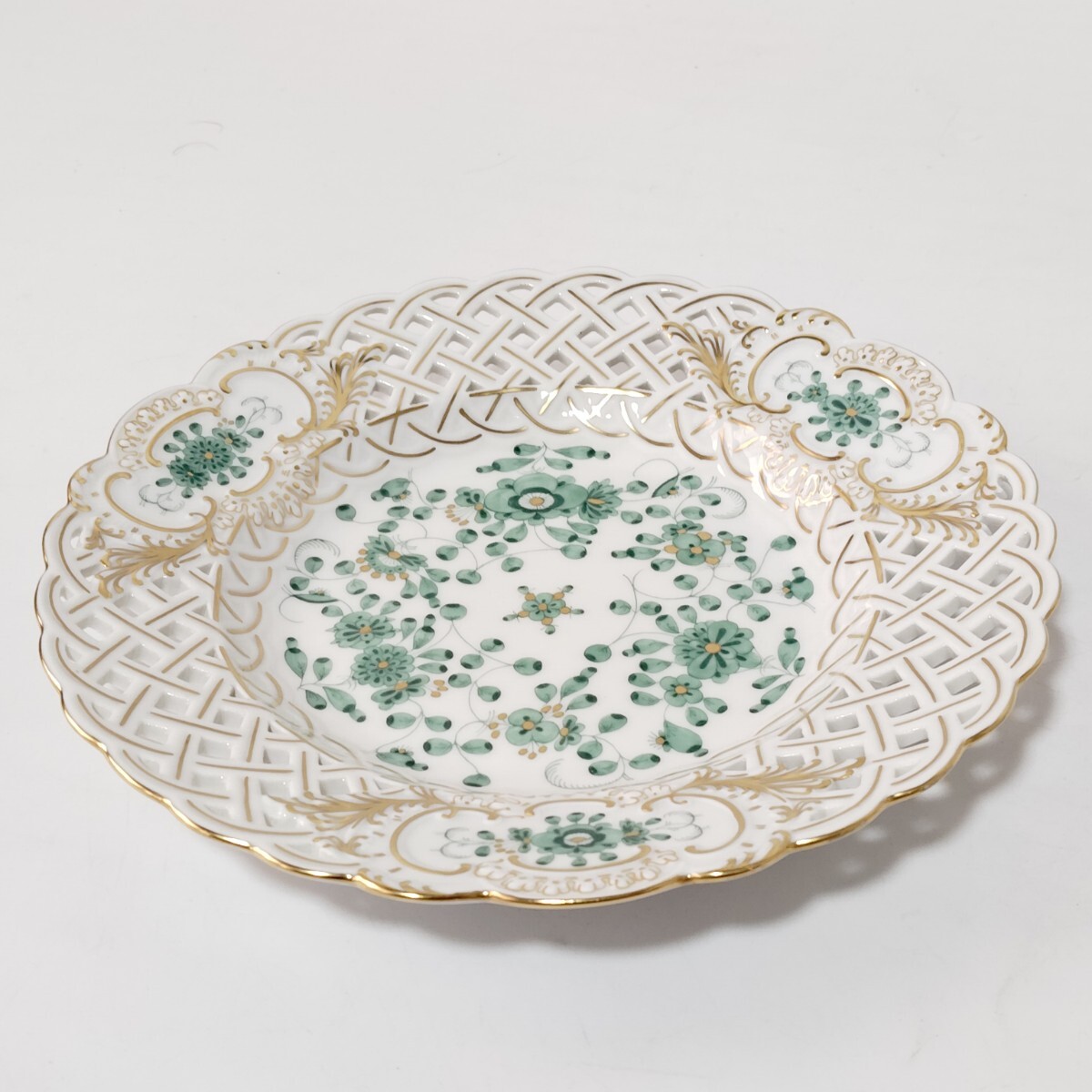 未使用保管品 美品 Meissen マイセン インドの華 リッチグリーン プレート