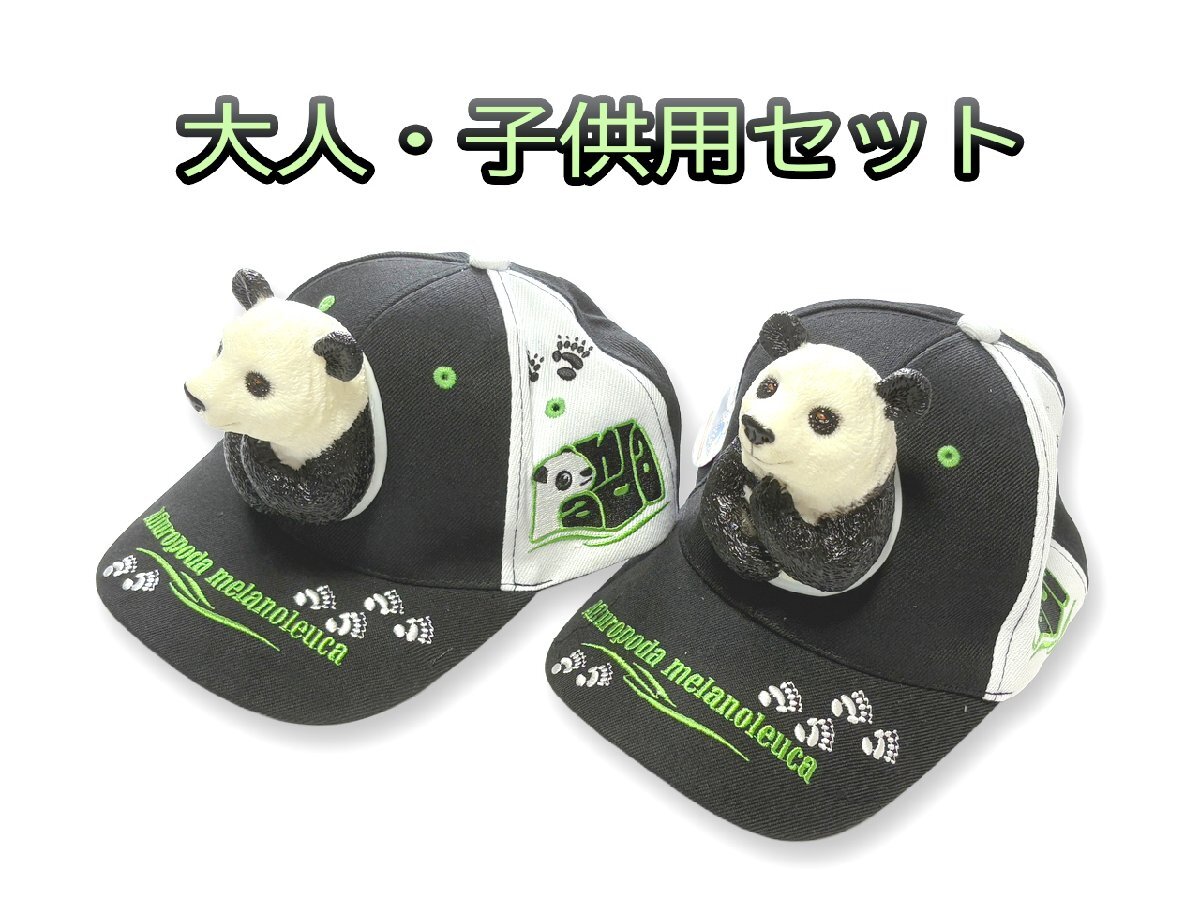 グイーンと飛び出す3Dキャップ / パンダ 大人・子供用セット