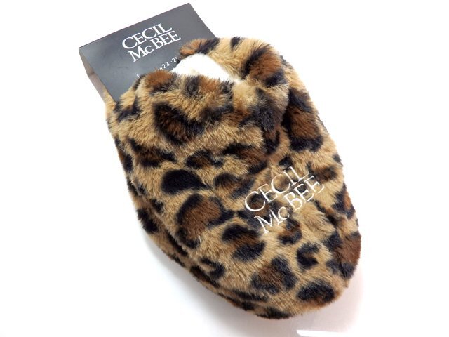 未使用品 CECIL McBEE ルームシューズ ヒョウ柄 23～25cm セシルマクビー ルームカバー レディース 室内スリッパ