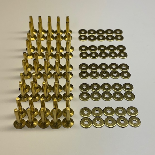 【送料無料】リベット真鍮製 50個セット ブラス ソリッドブラス フラットヘッド