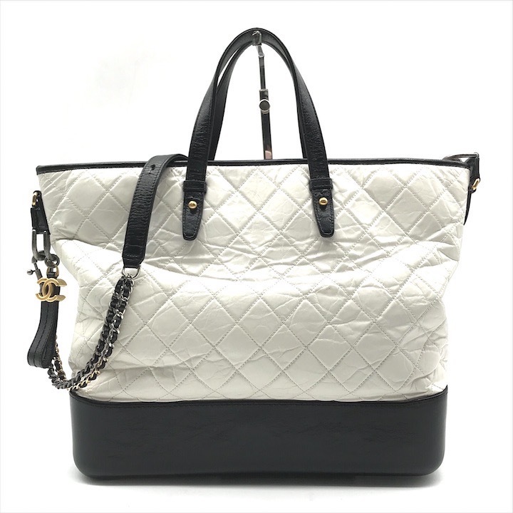 美品 CHANEL シャネル ココマーク マトラッセ ガブリエル 2WAY ハンド ショルダー バッグ ホワイト バイカラー カバン 鞄 k5444