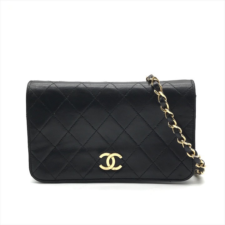 良品 CHANEL シャネル マトラッセ ラムスキン ココマーク プッシュロック ショルダー バッグ ブラック 黒 鞄 ブランド レディース a7766