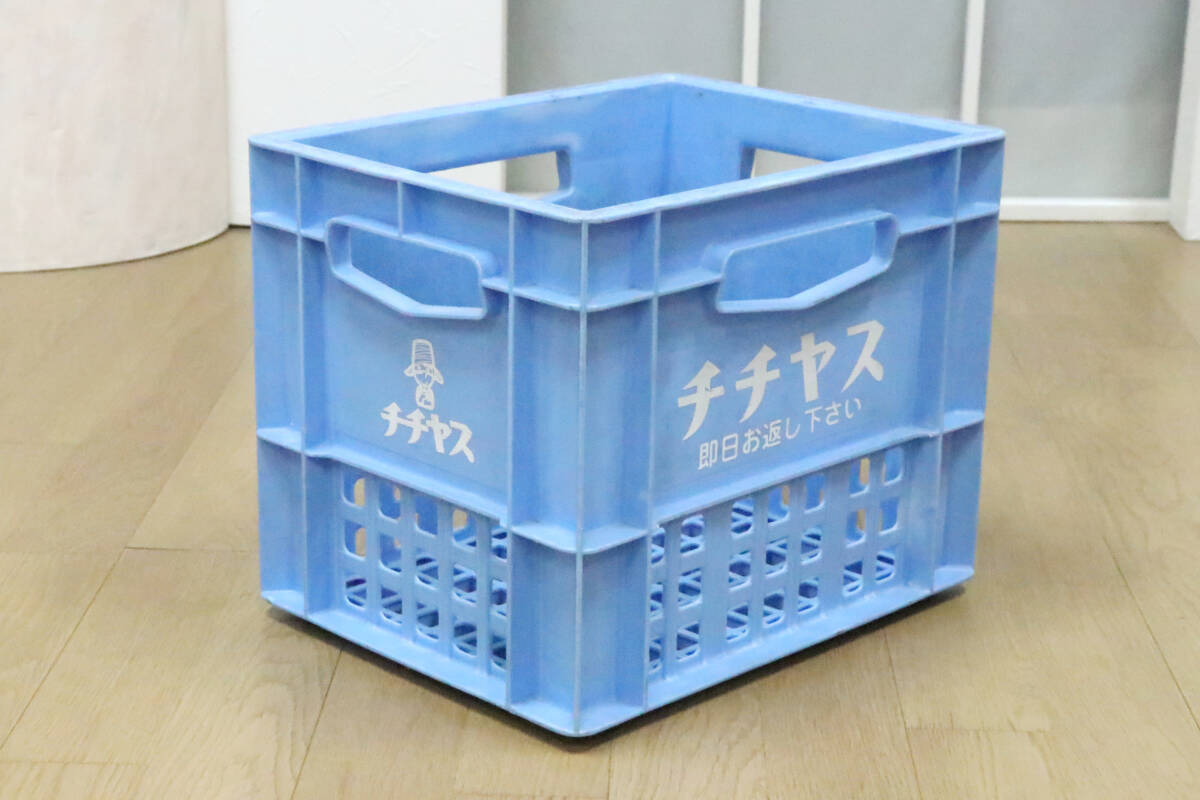 チチヤス　コンテナケース　水色　横34㎝×縦26.5㎝×高さ28㎝　レトロ　中古品　【商品説明必読】