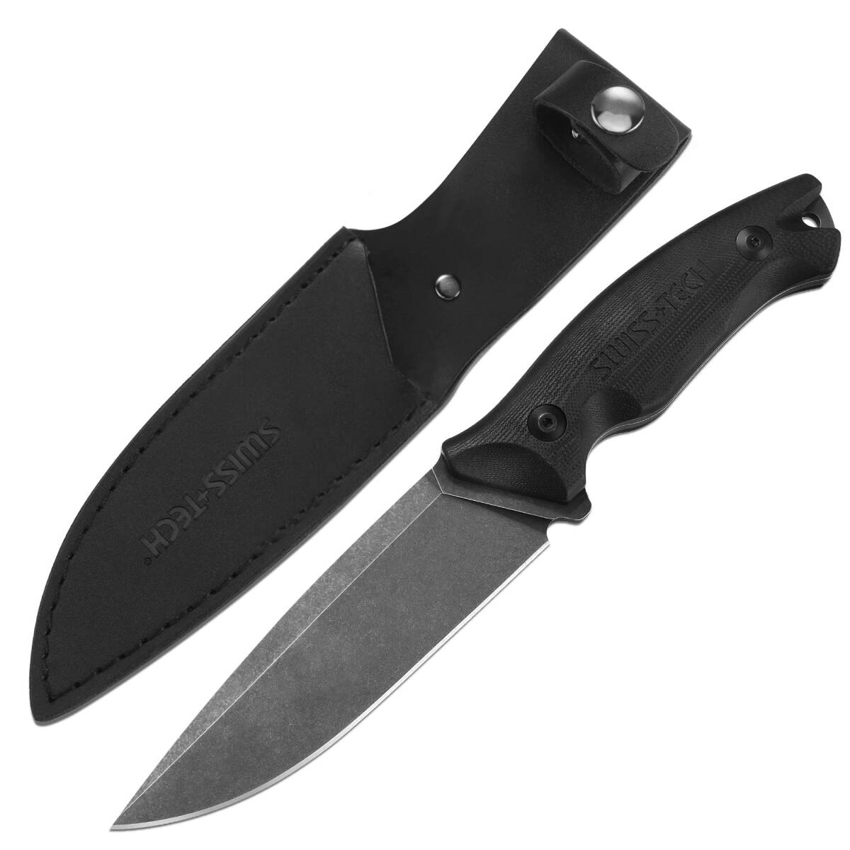 SWISS+TECH シースナイフ サバイバルナイフ D2鋼 ストーンウォッシュ G10ハンドル アウトドア