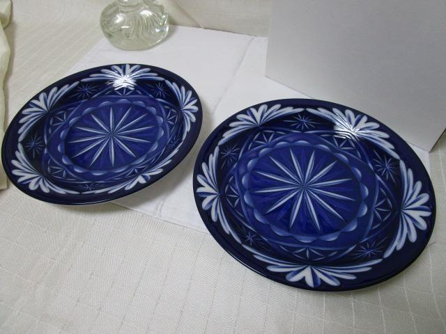 未使用 京窯 切子 神谷 深皿 2枚セット 20cm