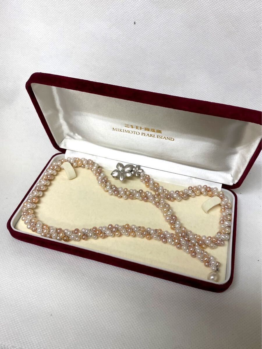 極美品 パール 真珠 ネックレス レディース 留め具 silver sv 刻印 アクセサリー ミキモト ケース付き Ik042406