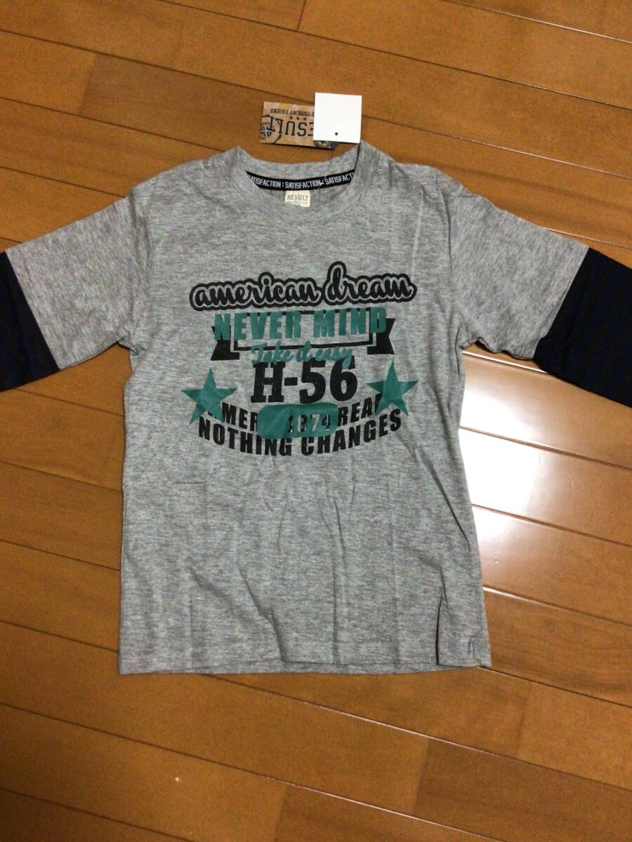 新品　未使用　タグ付き　長袖　長袖Tシャツ　カットソー　綿90% レーヨン10% 140cm かすれ文字　ビンテージ風？