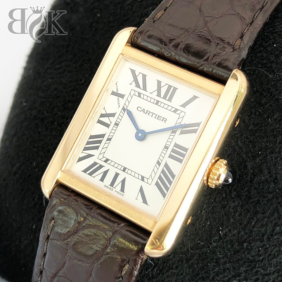 カルティエ タンク ソロ 3168 W5200024 ゴールド K18 修理証明書付き 革ベルト クオーツ Cartier ♭ ∞
