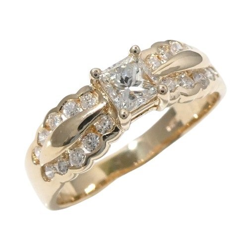 【K18】ダイヤ 計0.77ct リング 18号 4.7g 鑑別書付 イエローゴールド 18金 ダイヤモンド 指輪 新品仕上済 diamond yellow gold ring◇J