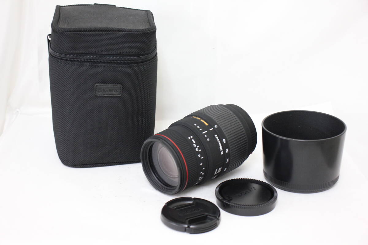 【返品保証】 シグマ Sigma APO DG 70-300mm F4-5.6 ソフトケース フード 前後キャップ付き ソニーミノルタマウント レンズ e568