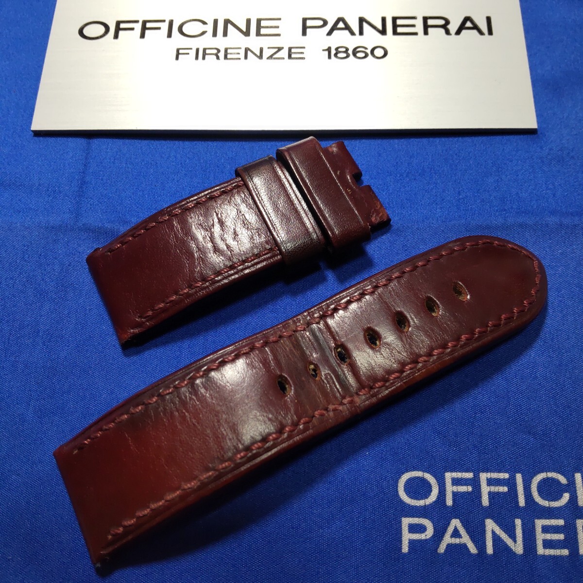 PANERAI 正規 尾錠 オフィチーネ パネライ 純正 赤茶色系 カーフ ストラップ ベルト BA ピン バックル 適合 26 / 26 mm 036 送料込み used
