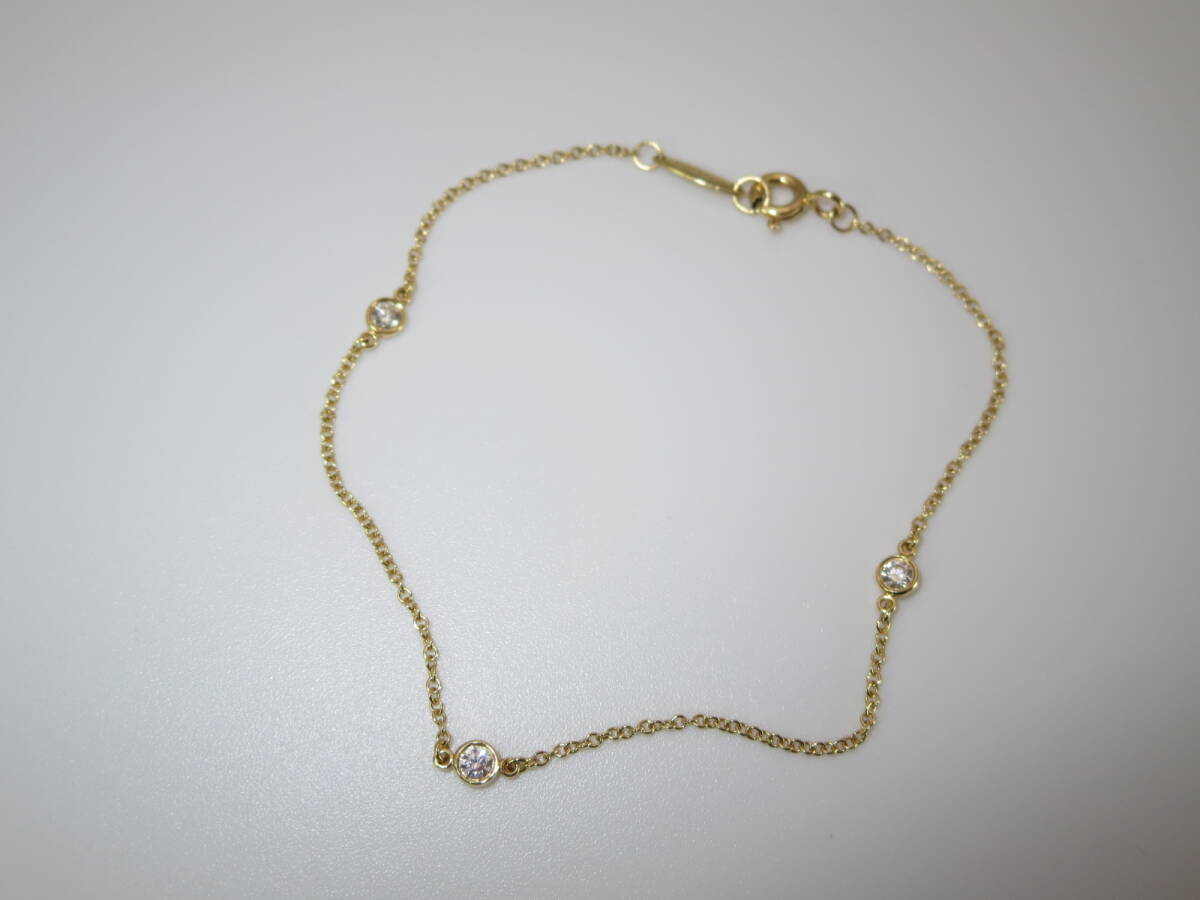 ☆ ② ティファニー バイザヤード 750(K18YG) ダイヤ３P 約17.5㎝位 約1.1g位 中古 ブレス ☆251K