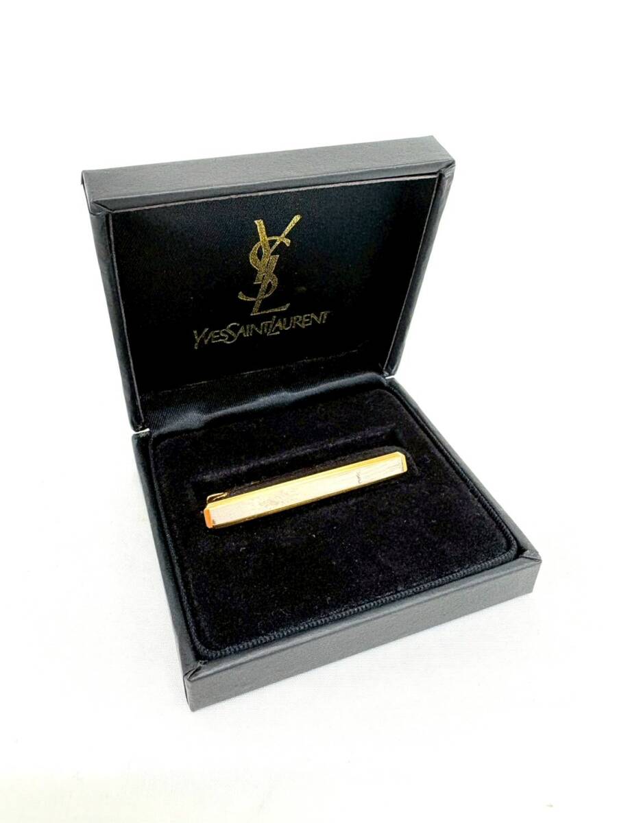 FM479*0.3　YSL　イヴサンローラン　ネクタイピン　ゴールド×シルバーカラー　ケース付き