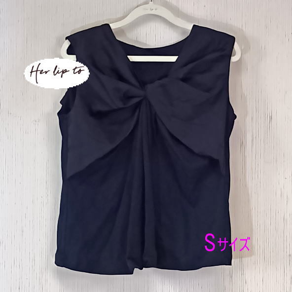 【タグ付き】Twisted Silkette　Jeraey Top　トップス　Vネック　black　Her lip to　Sサイズ