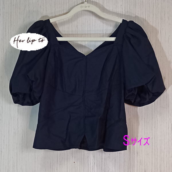 【タグ付き】Bloom Panel Top　カットソ－　半袖　black　Her lip to　Sサイズ