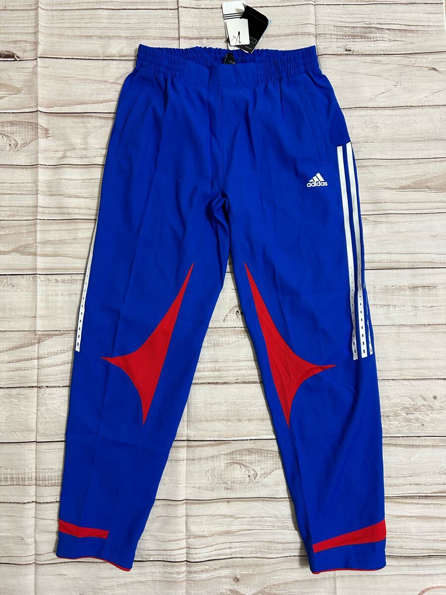 新品　adidas サッカー　パンツ　ジャージ　青　ブルー　L トラックパンツ　