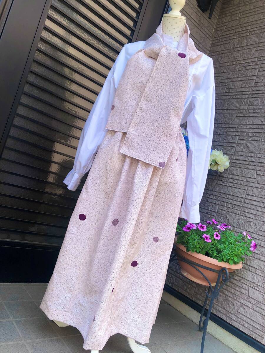 新品　ハンドメイド　着物リメイク・和服リメイク　フレアスカート・ロングスカート＆ストール　正絹　送料230円　丹後ちりめん