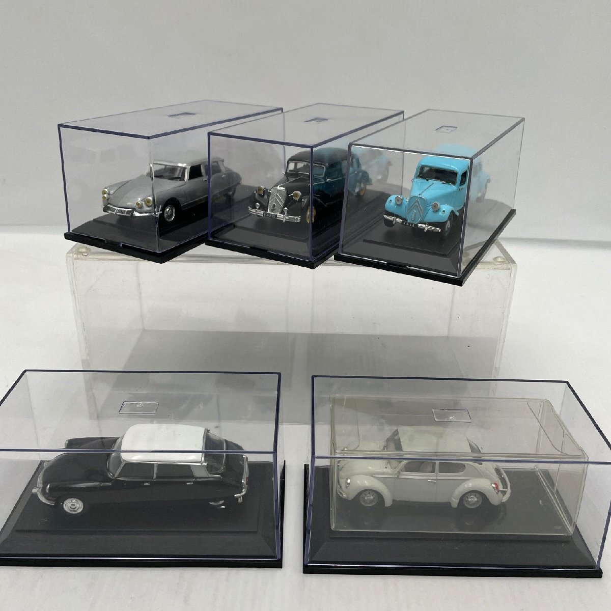 NOREV他 レトロ 1/43 ミニカーまとめ5台 プラスチックケース コレクション シトロエン DS21 DS19 VW Beetle 【道楽札幌】