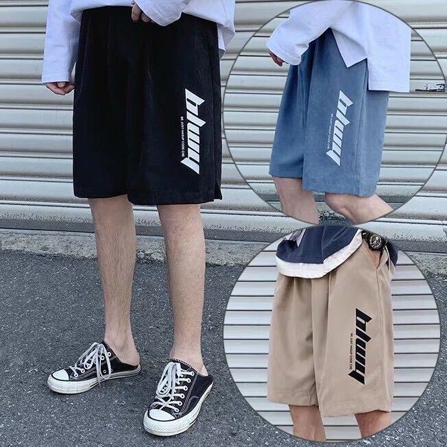 メンズ ハーフパンツ スポーツ ランニング ルームウェアブルー　カーキ色 M ショートパンツ 半ズボン 5分丈 短パン　涼しい