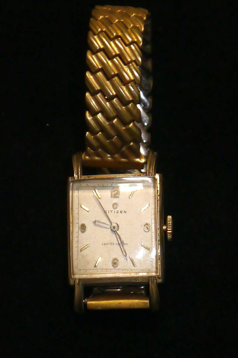 希少　角型　CITIZEN シチズン CENTER-SECOND センターセコンド STAR ステンレス 手巻き 腕時計 1950-60年代 動作品 詳細不明