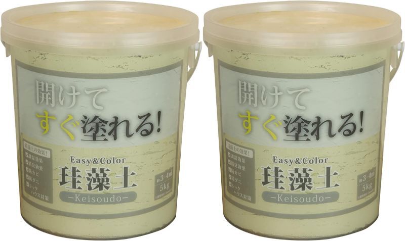 新品 送料無料 2缶 日本製 ワンウィル Easy&Color 珪藻土 5kg×2 ライトカーキ カーキ DYI グリーン 系 左官塗り 壁 クロス 石膏ボード 