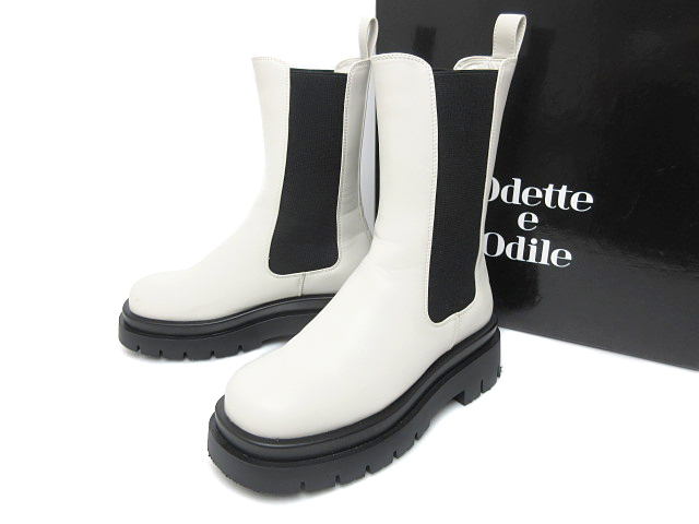 オデット エ オディール Odette e Odile ユナイテッドアローズ別注 サイドゴア ショートブーツ B53109 WEB限定 オフホワイト size 22.5cm