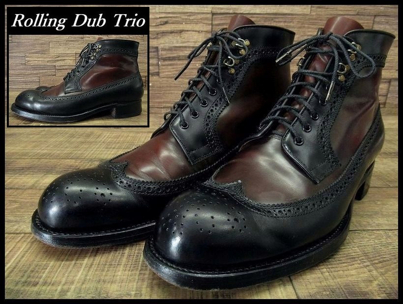 送無 入手困難 廃盤 2012年モデル 美品 Rolling Dub Trio ローリングダブトリオ RYAN コンビ ウィングチップ メダリオン レザーブーツ 26.0