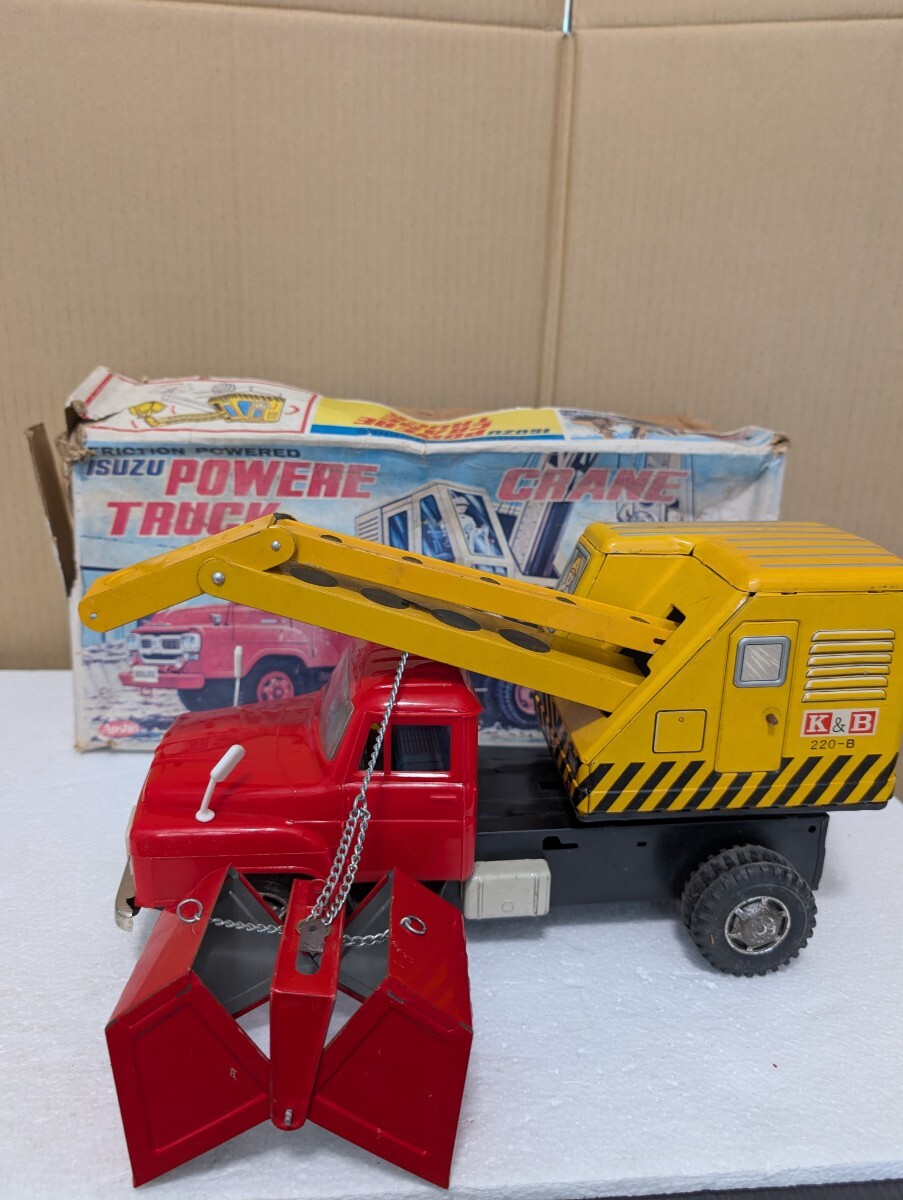昭和ブリキ 昭和当時物 輸出用？ AOSHIN アオシン ISUZU POWERECRANETRUKS いすゞパワークレーントラック TX 丸目4灯式 いすゞボンネット