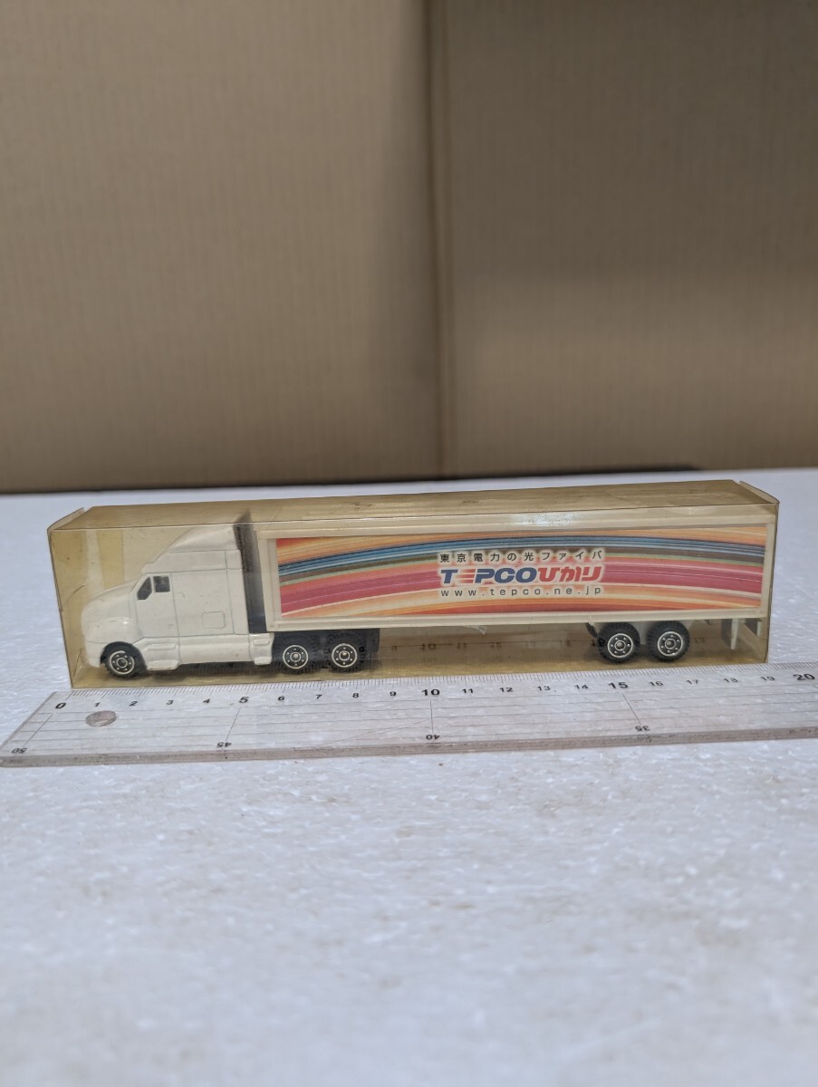 絶版ミニカー 東京電力特注 アメリカントレーラー ペン立て 東京電力の光ファイバー TEPCOひかり トレーラーミニカー