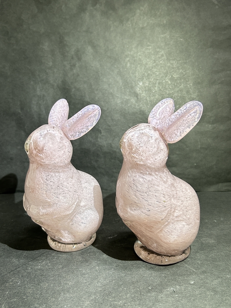 ● コレクター必見 ガラス製 ウサギ うさぎ オブジェ 2点 置物 インテリア 飾り 小物 雑貨 ガラス工芸 コレクション op707