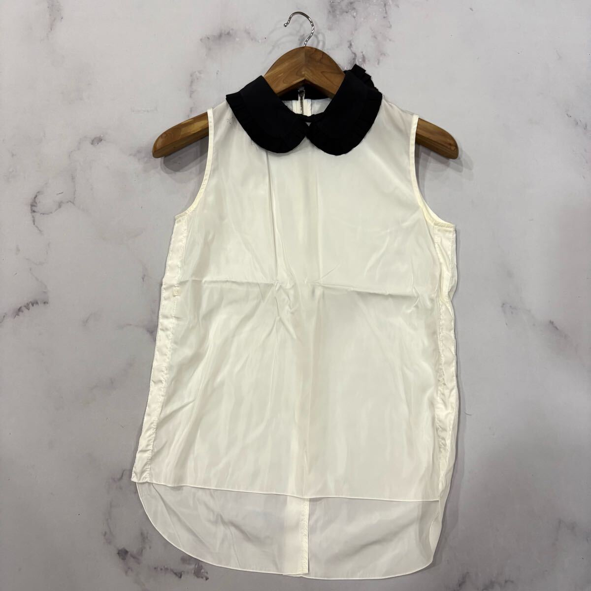 B ■ 11AW 'ラグジュアリーウェア' MARNI マルニ 高品質 SILK混 ノースリーブ シャツ ブラウス 36 レディース 婦人服 トップス 古着 