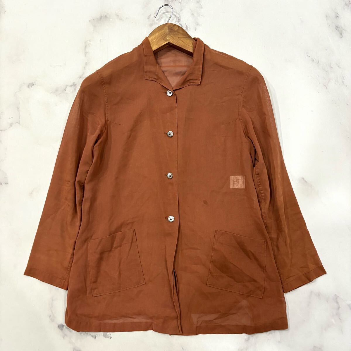 B ■ イタリア製 '希少 90's ビンテージ' JIL SANDER ジルサンダー 長袖 COTTON 薄手 ボタンシャツ 38 レディース 婦人服 トップス 古着 