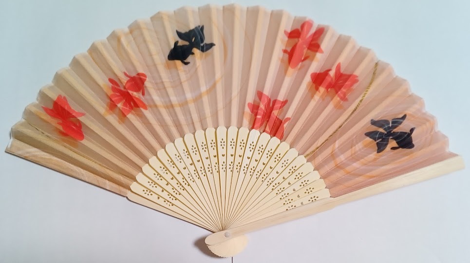★大人気のため最後の1点です！★【★高級品★ 特級品 金魚 扇子 布タイプ 21㎝ 天然竹使用】きんぎょ キンギョ 和 夏 うちわ 団扇
