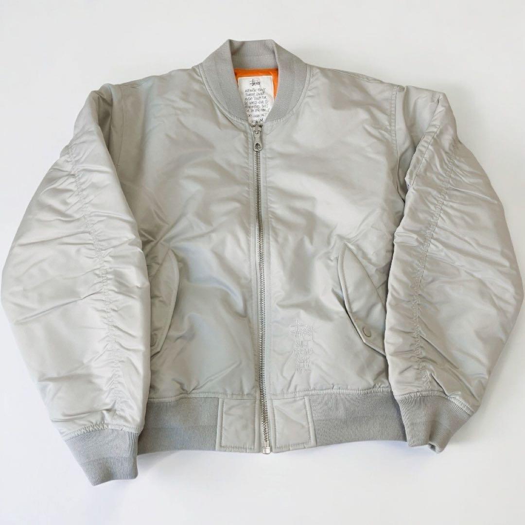STUSSY Built Bomber Jacket MA-1 M ボンバー　ジャケット　 ステューシー ナイロン 中綿ジャケット M グレー　オレンジ リバーシブル