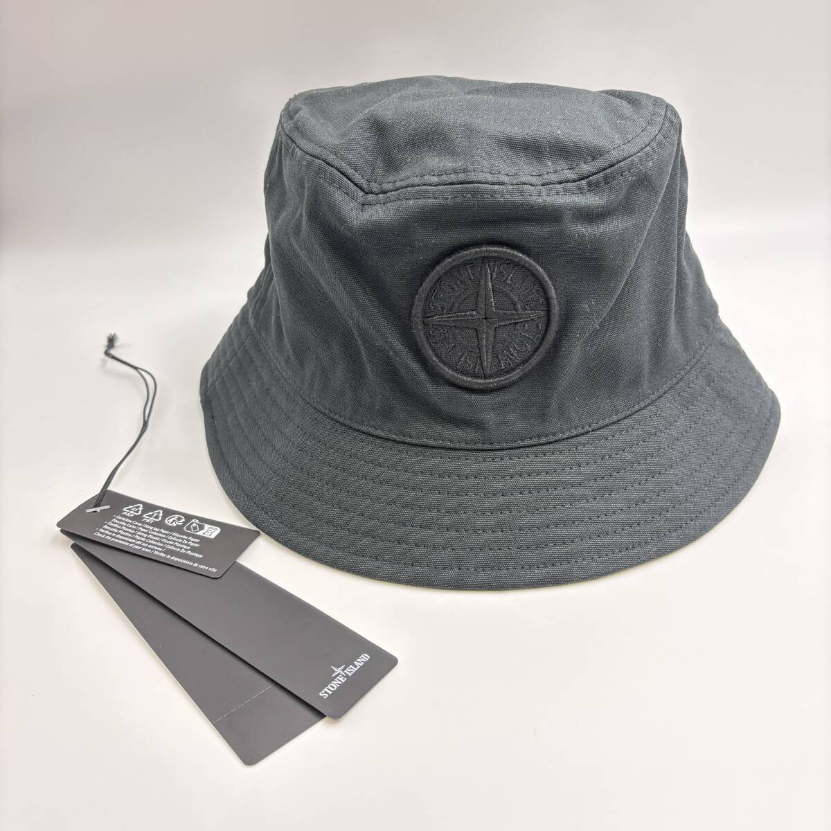 【美品】ストーンアイランド バケットハット コンパスロゴ 781599461 ブラック バケハ 帽子 ぼうし STONE ISLAND