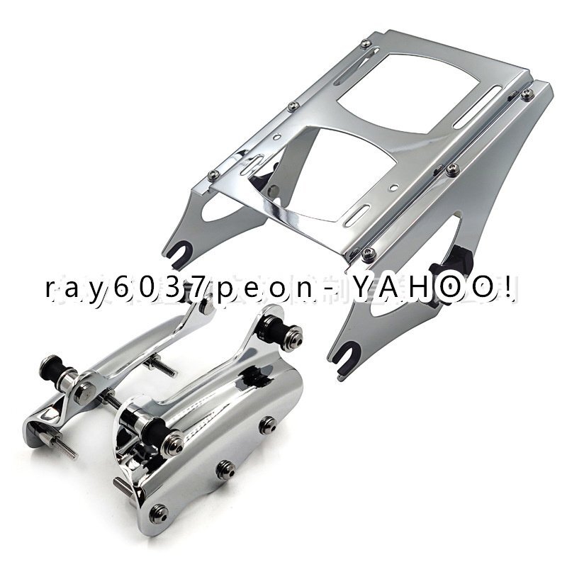バイク用 リアキャリア 荷台 ハーレー カスタム パーツ クローム/ブラック 汎用 支え付き