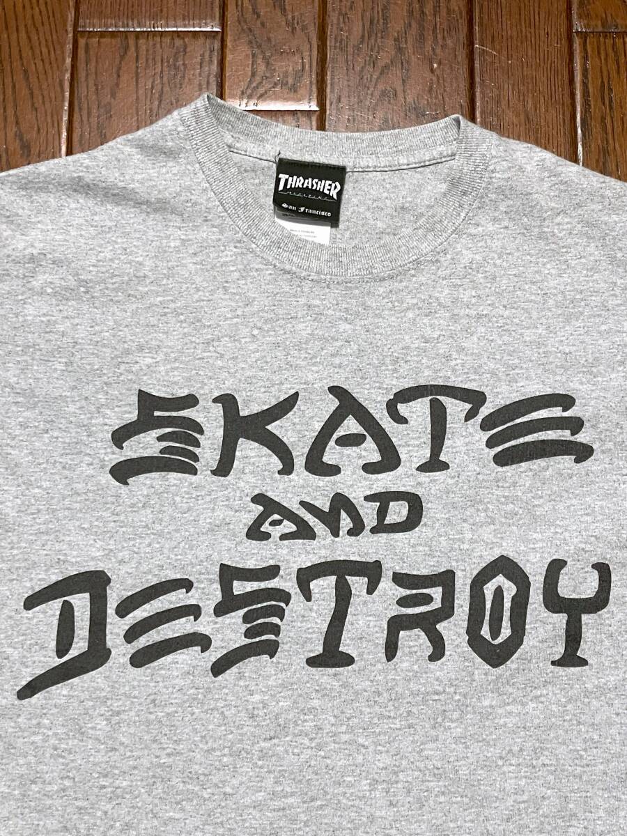 スラッシャー THRASHER スケート & デストロイ SKATE AND DESTROY Tシャツ S 霜降りグレー 検索 スケボー スケーター スケートボード