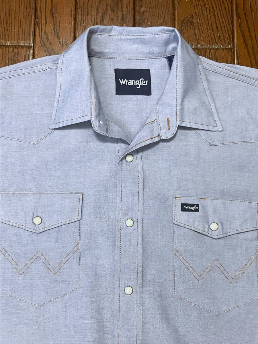 ラングラー ＷＲＡＮＧＬＥＲ 長袖 ブルー シャンブレー ウエスタンシャツ １６ハーフ カウボーイ