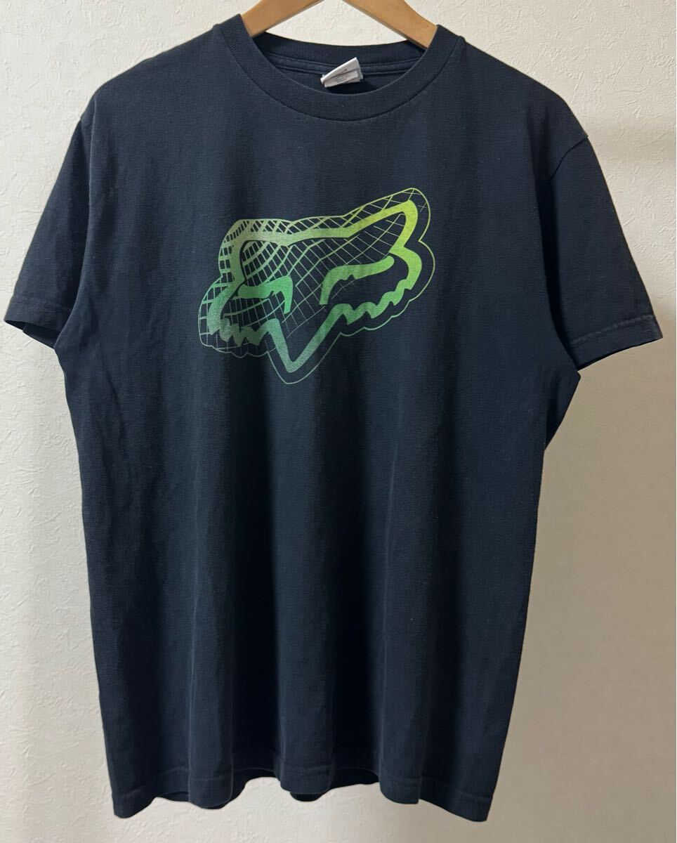 FOX RACING フォックスレーシング size M 半袖Tシャツ ブラック コットン Tシャツ 半袖 黒